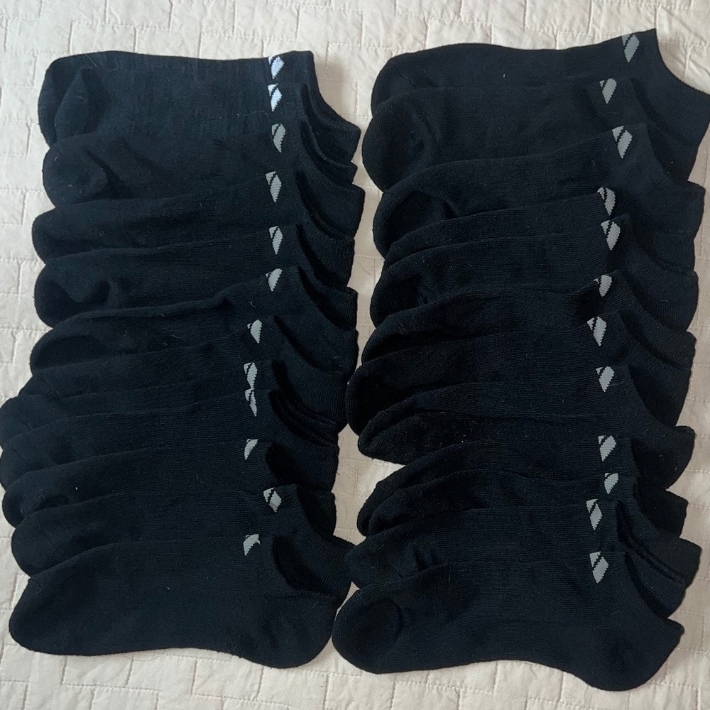 12 Pair NEW Black Adidas Cushioned Ankle No Show Socks with Arch Support L Large